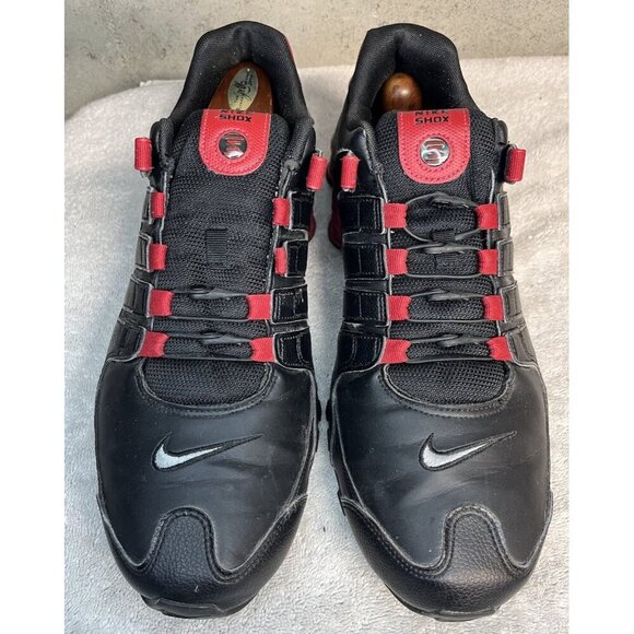 RARE NIKE SHOX NZ EU 501524-027 BLACK SILVER GYM RED MENS SIZE 14 SHOES SNEAKERS - Picture 2 of 8